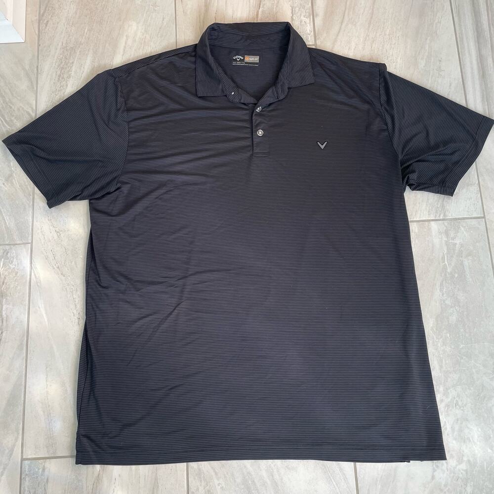 Callaway Black Striped Golf Cooling Performance Polo Opti Dri Shirt